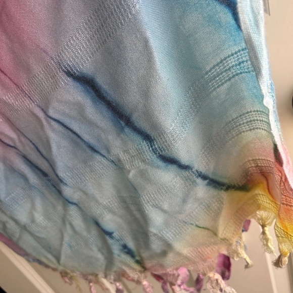 EUC Tie-Dye Pastel Turkish towel, shawl, pashmina.  Pink blue yellow swirl - Picture 6 of 8